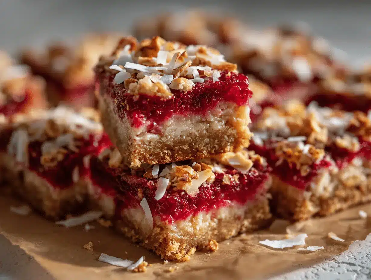 raspberry coconut magic bars preparation steps