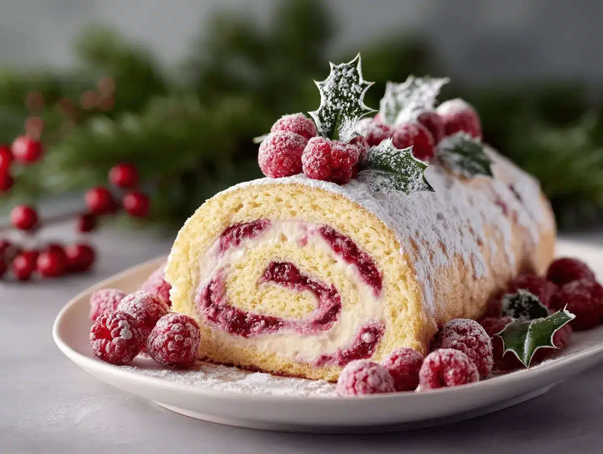 raspberry swirl Christmas roll preparation steps