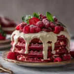 red velvet marble waffle cake - featured image