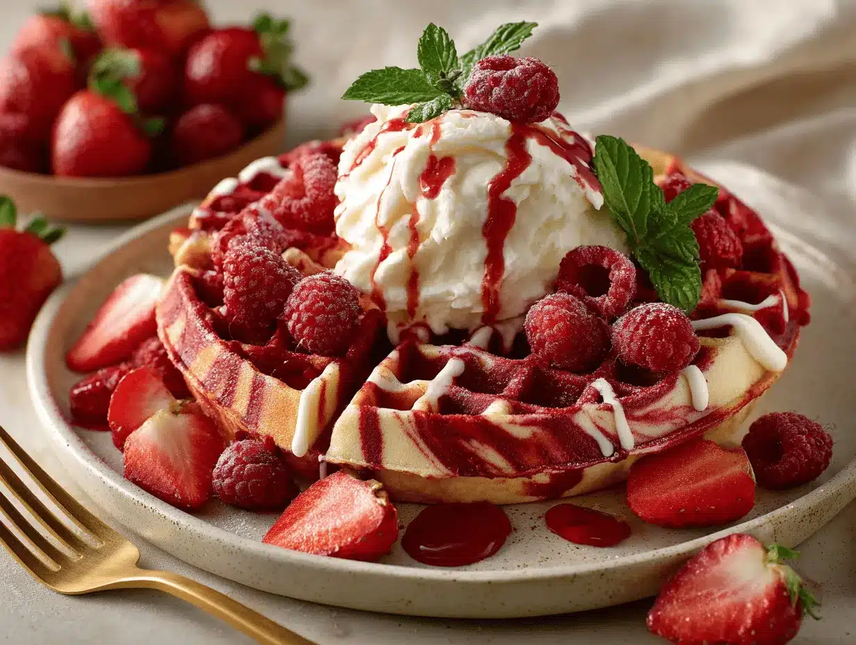 red velvet marble waffles preparation steps