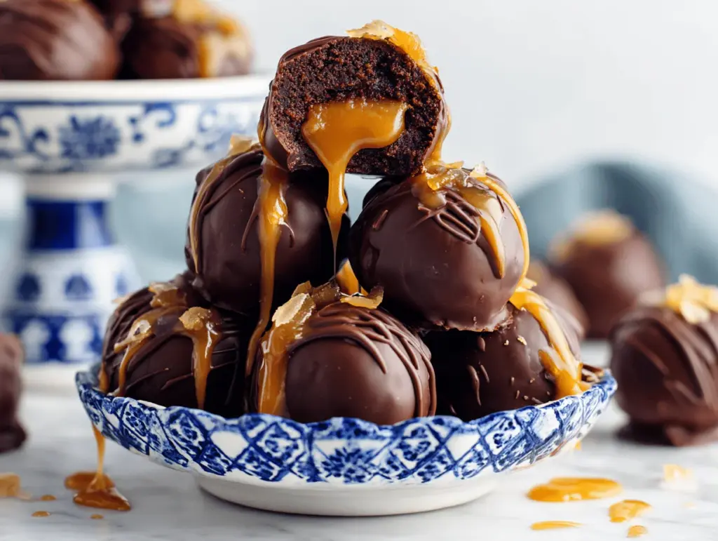 salted caramel brownie truffles - featured image