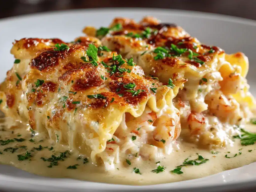 Shrimp and Crab Alfredo Lasagna Roll-Ups - featured image