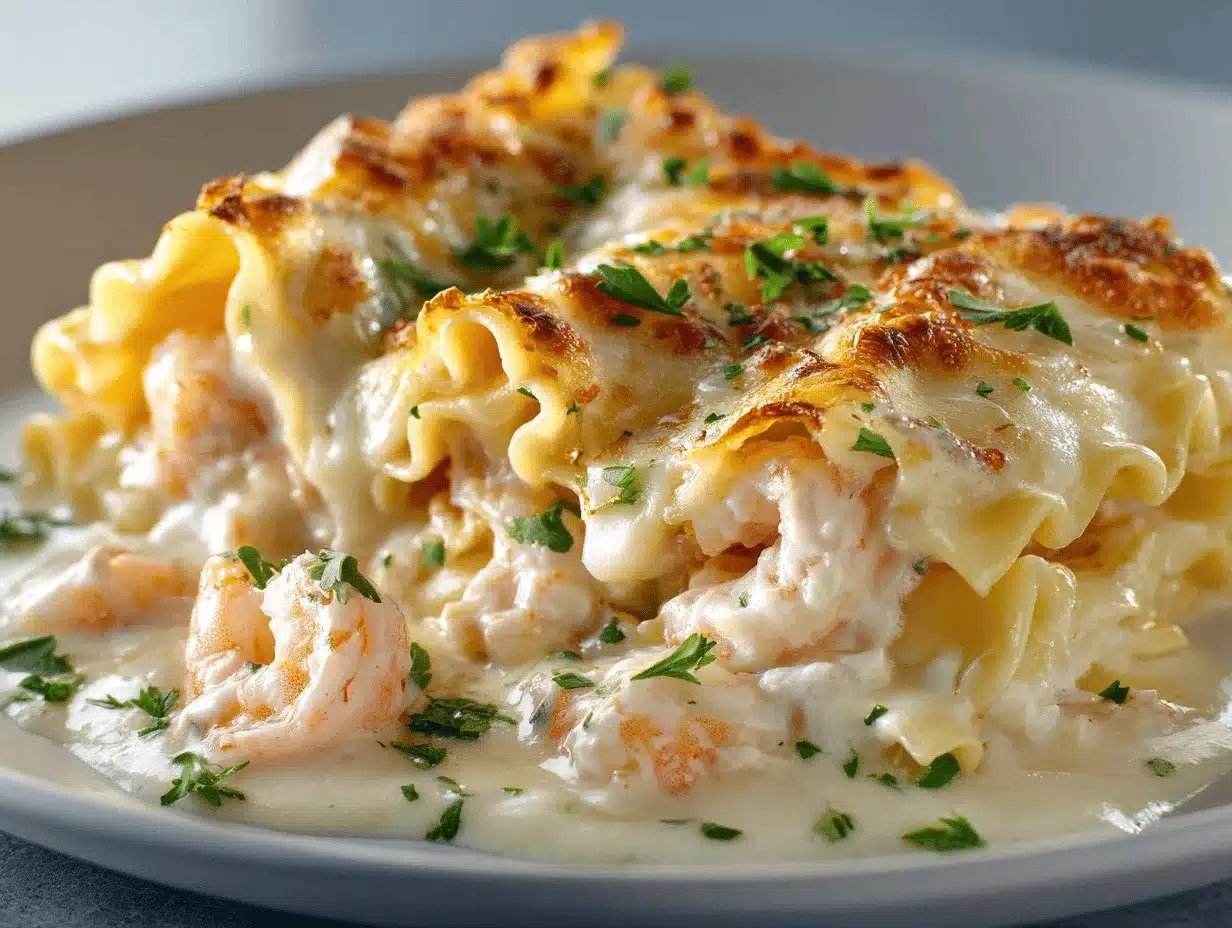 Shrimp and Crab Alfredo Lasagna Roll-Ups preparation steps