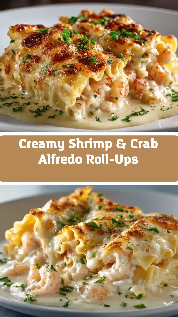 Shrimp and Crab Alfredo Lasagna Roll-Ups recipe