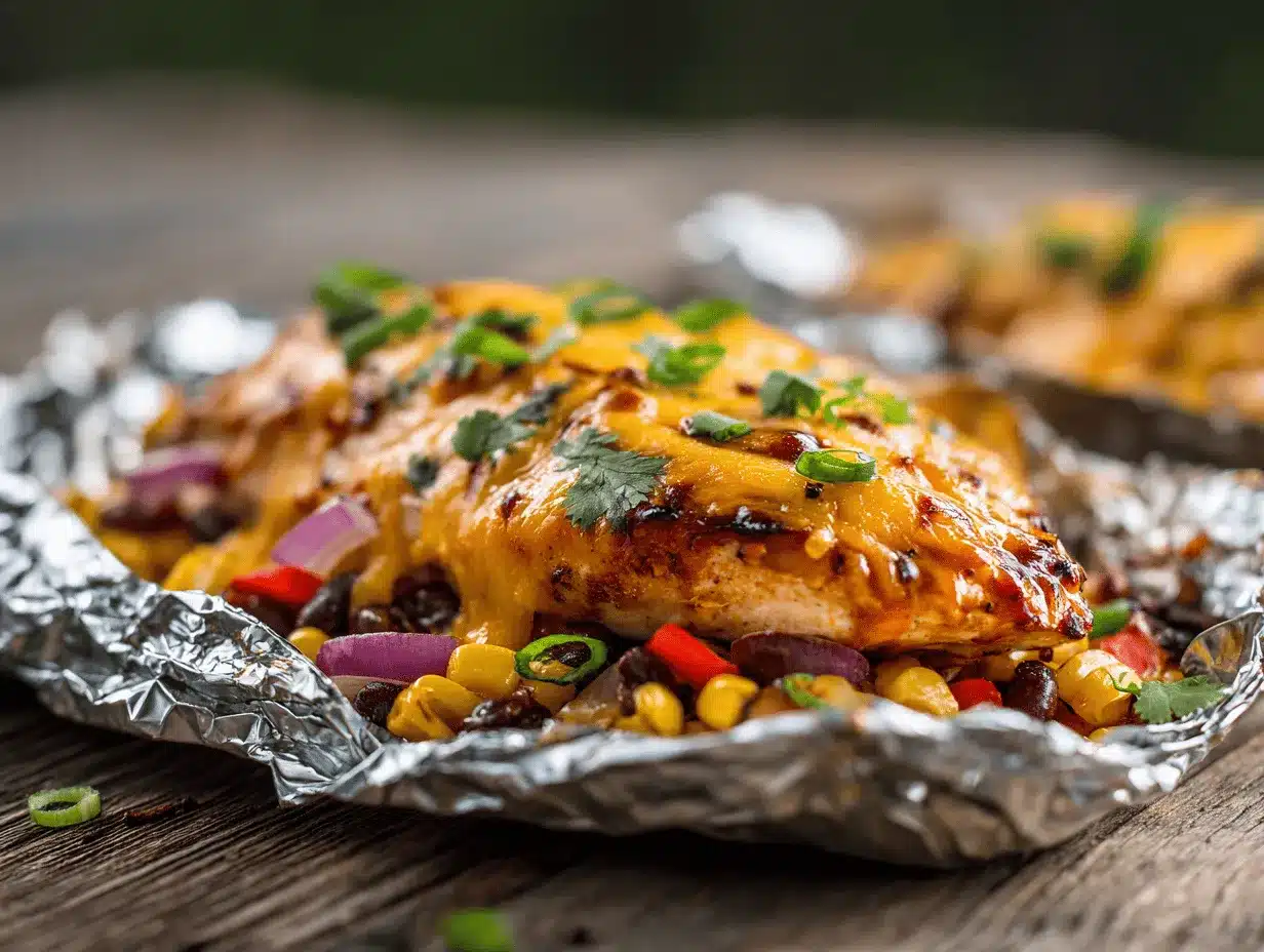 Southwest BBQ chicken foil packets preparation steps