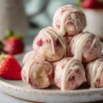 strawberry cheesecake energy bites - featured image
