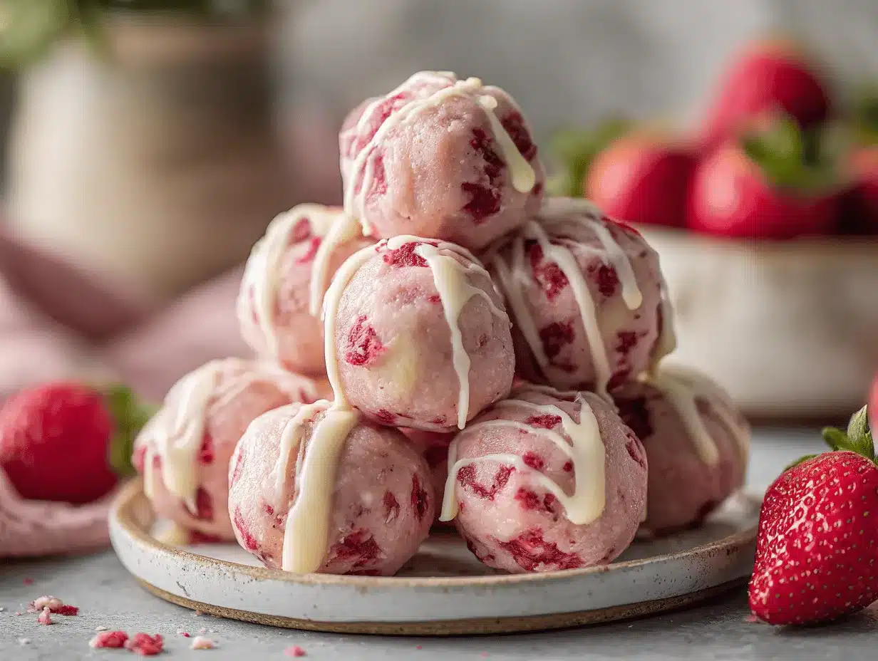 strawberry cheesecake energy bites preparation steps