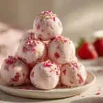 strawberry cheesecake protein balls - featured image