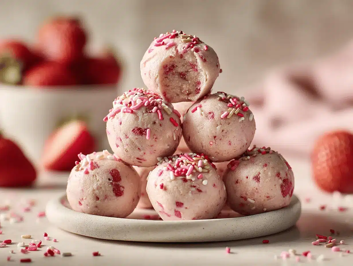 strawberry cheesecake protein balls preparation steps