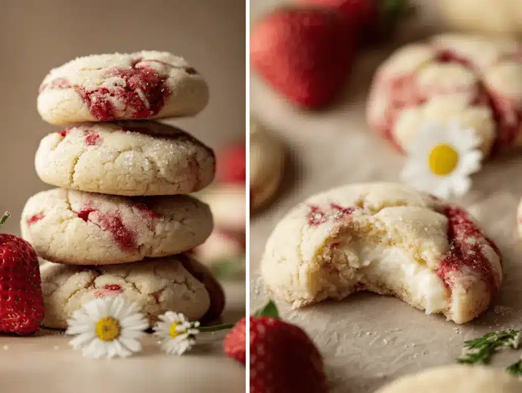 strawberry cheesecake stuffed cookies - featured image