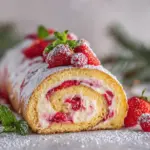 strawberry cheesecake swirl yule log - featured image