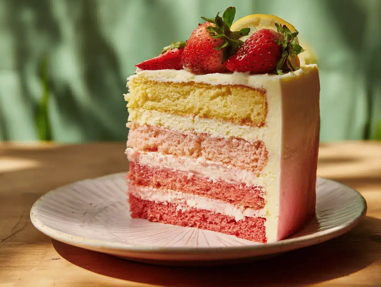 strawberry lemonade ombre layer cake preparation steps