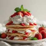 strawberry shortcake pancake stack - featured image