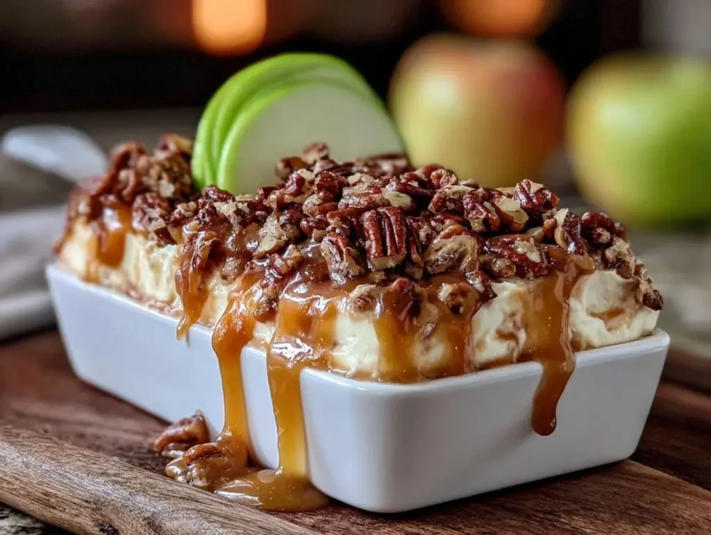 caramel apple cheesecake dip - featured image