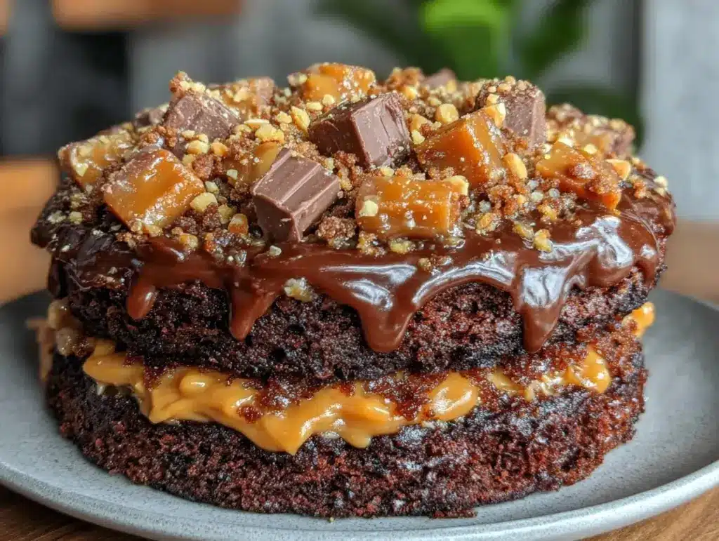 chocolate peanut butter cake - featured image