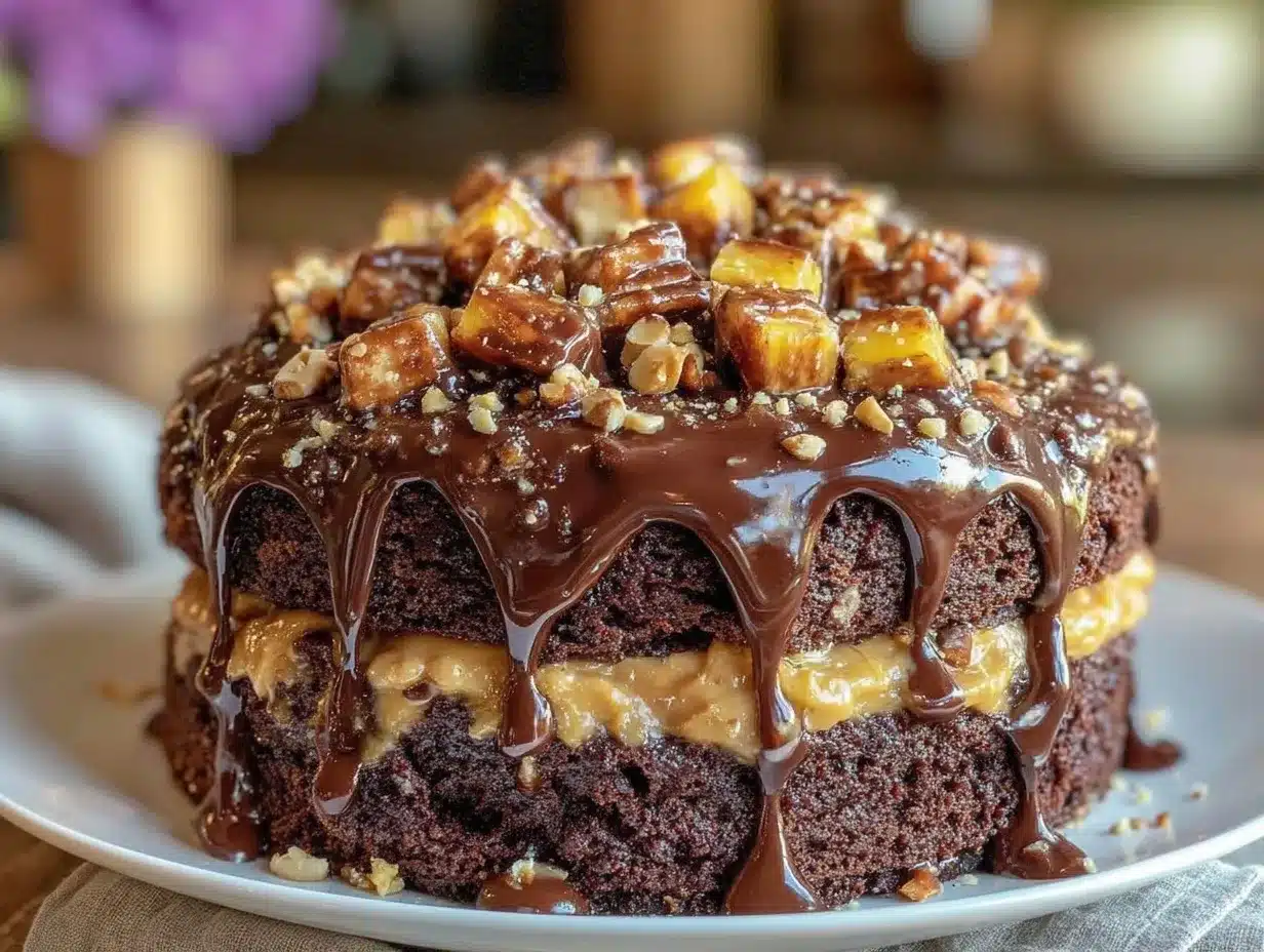 chocolate peanut butter cake preparation steps