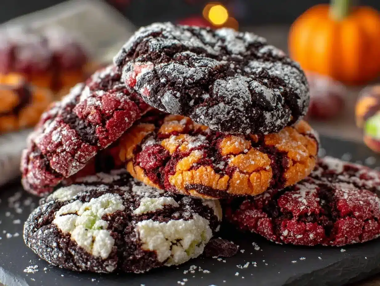 Halloween crinkle cookies preparation steps
