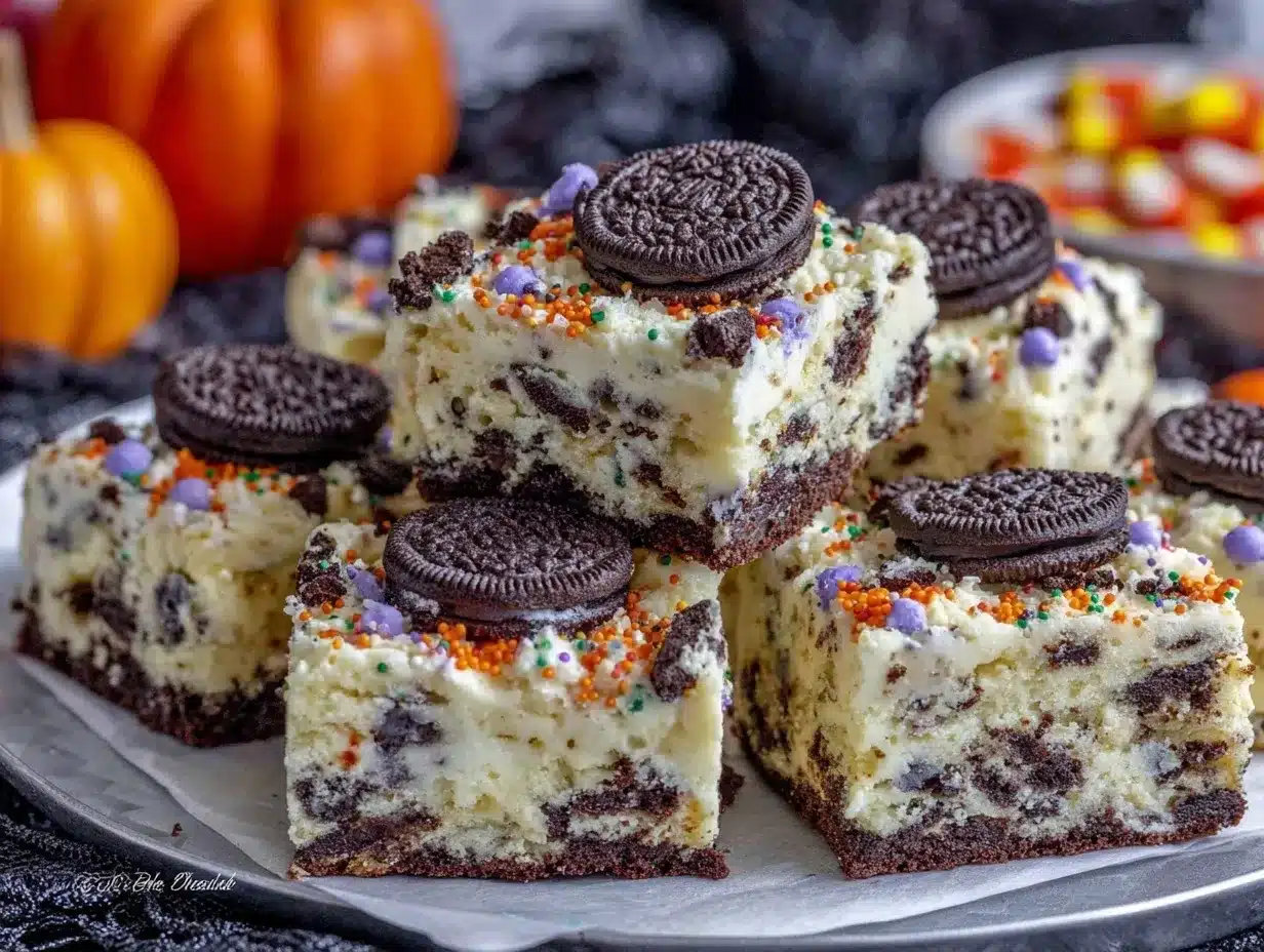 Halloween Oreo Cake Bars preparation steps