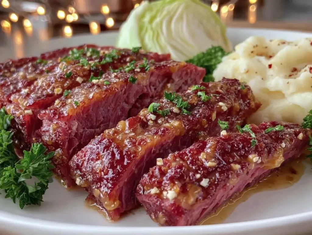 maple mustard corned beef - featured image