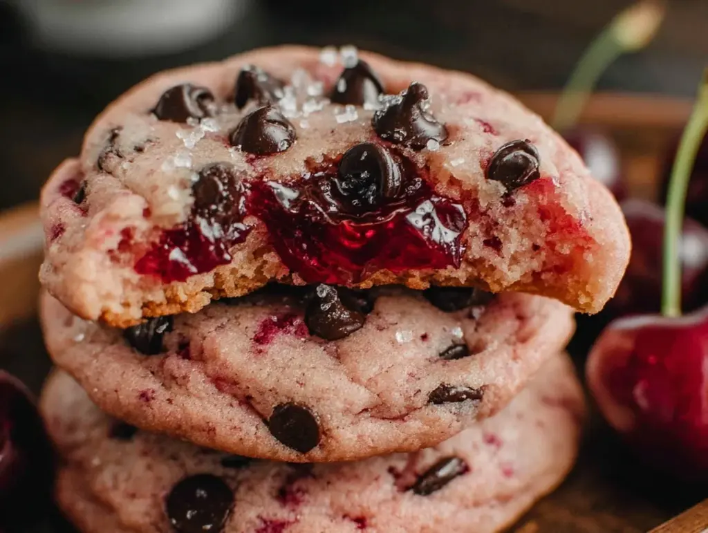 maraschino cherry chocolate chip cookies - featured image