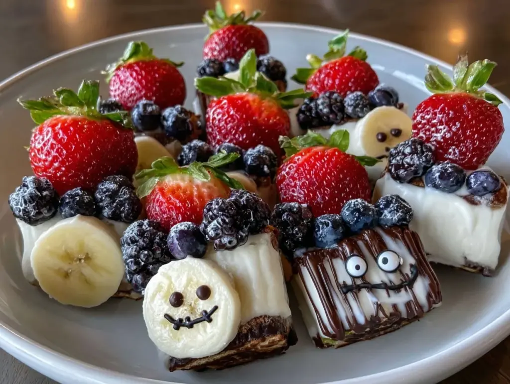 spooky ghost fruit skewers - featured image