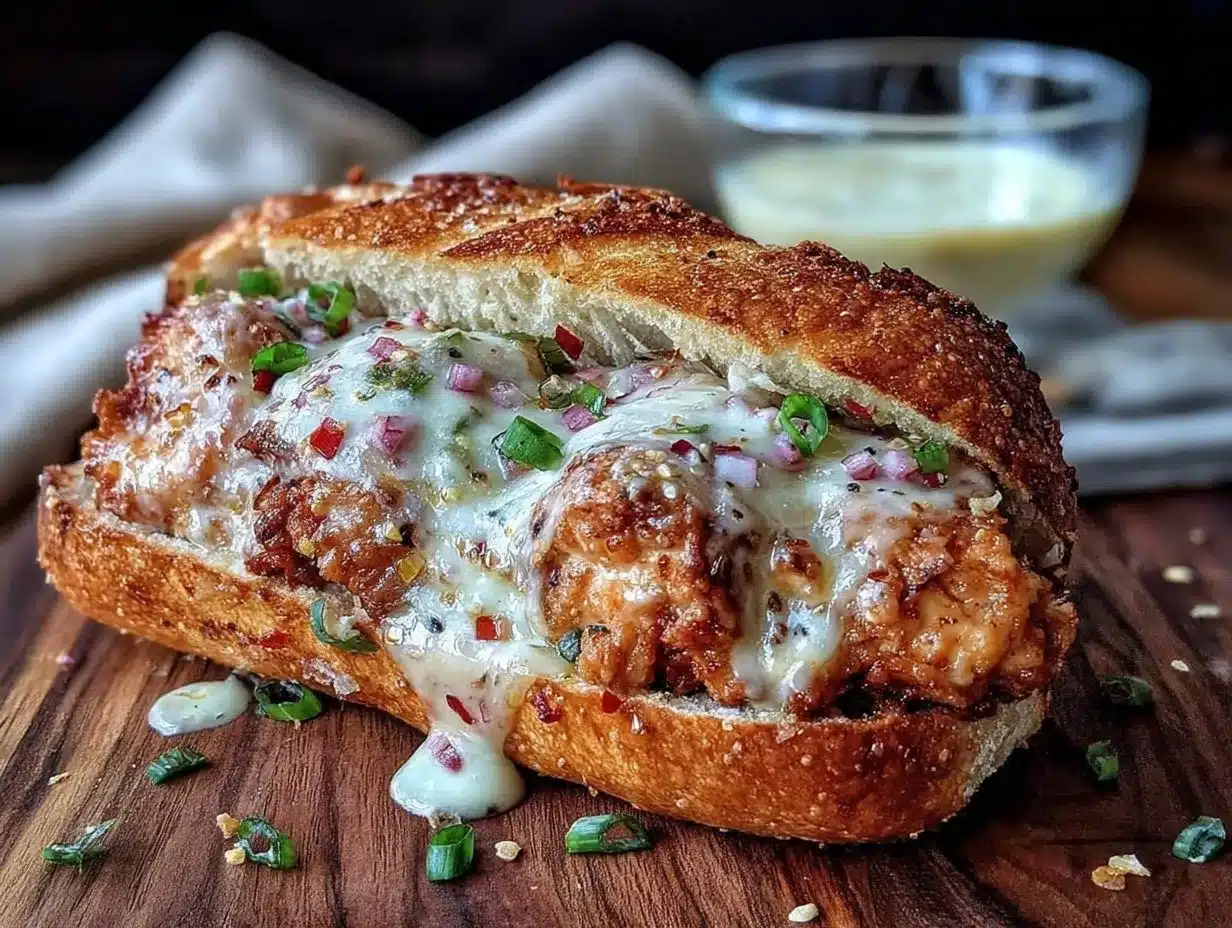 white BBQ chicken subs preparation steps