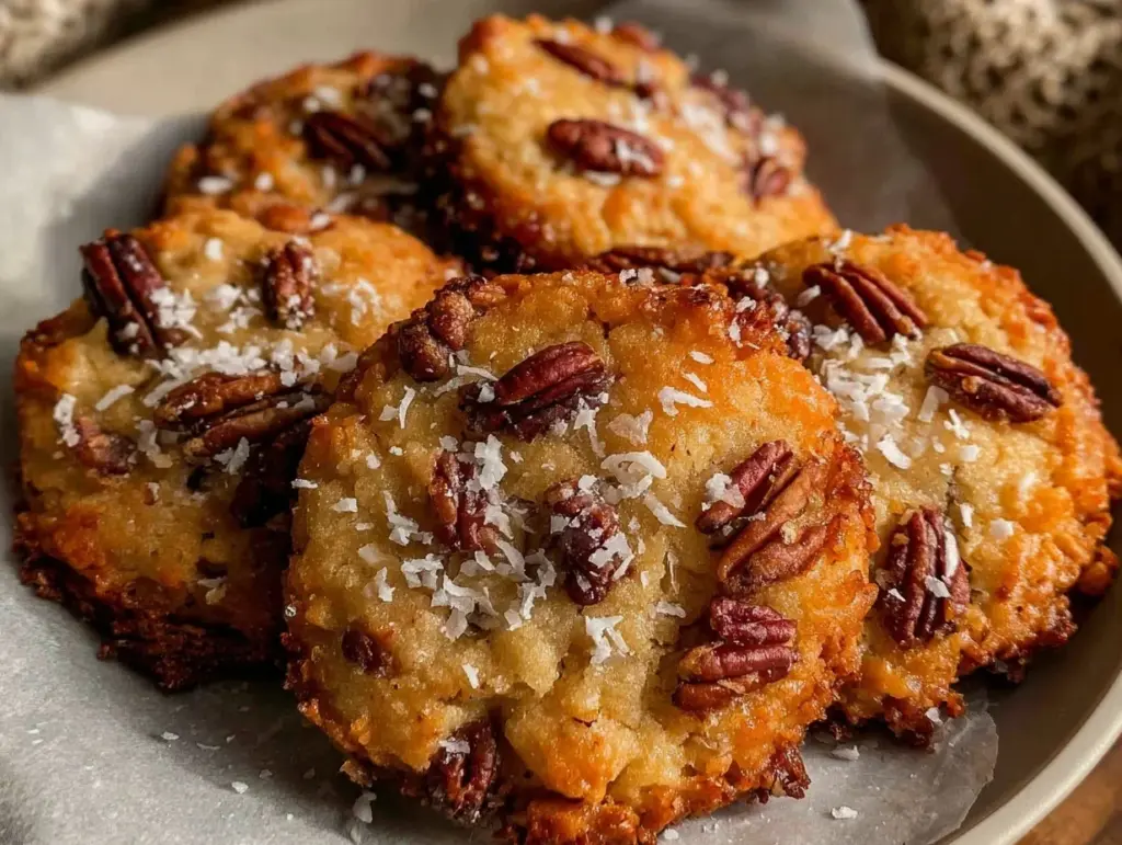 chewy oatmeal coconut pecan cookies - featured image
