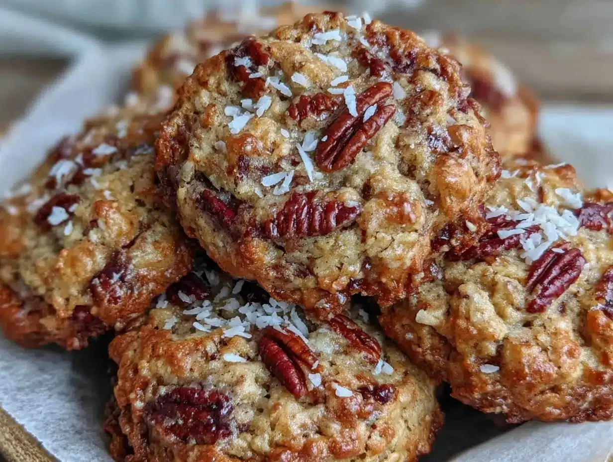 chewy oatmeal coconut pecan cookies preparation steps