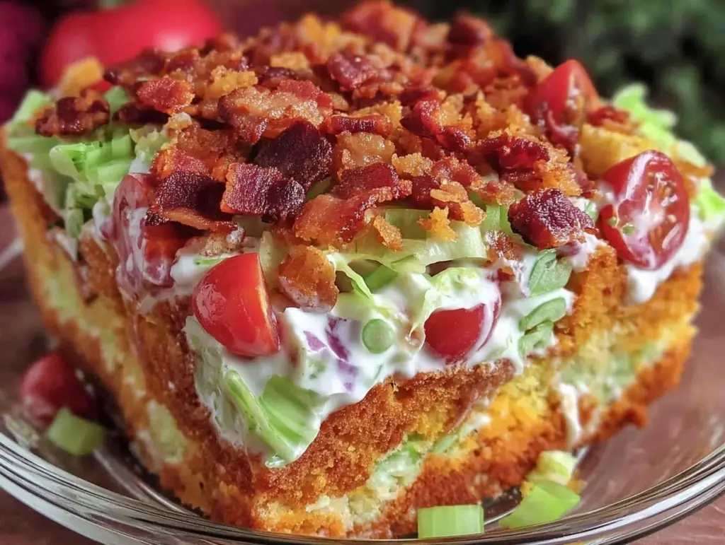 cornbread salad with ranch and bacon - featured image