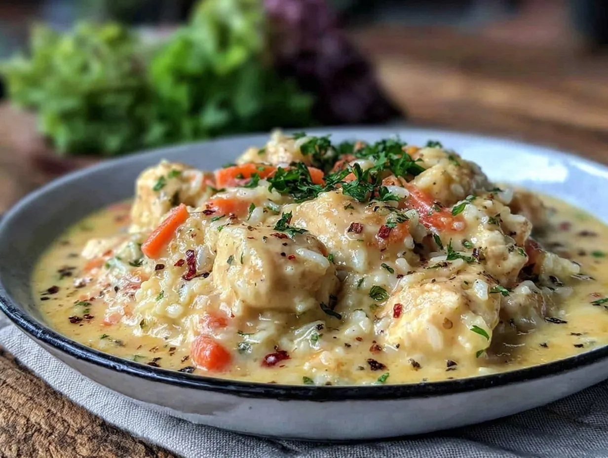 creamy chicken and rice preparation steps