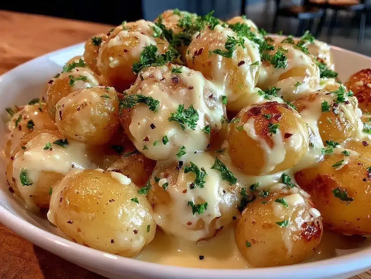 creamy garlic sauce baby potatoes preparation steps