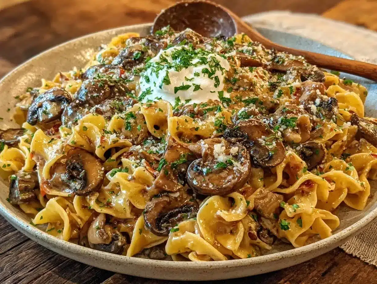 Creamy Mushroom Stroganoff preparation steps