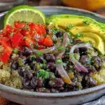 Daniel Fast quinoa and black bean burrito bowl - featured image