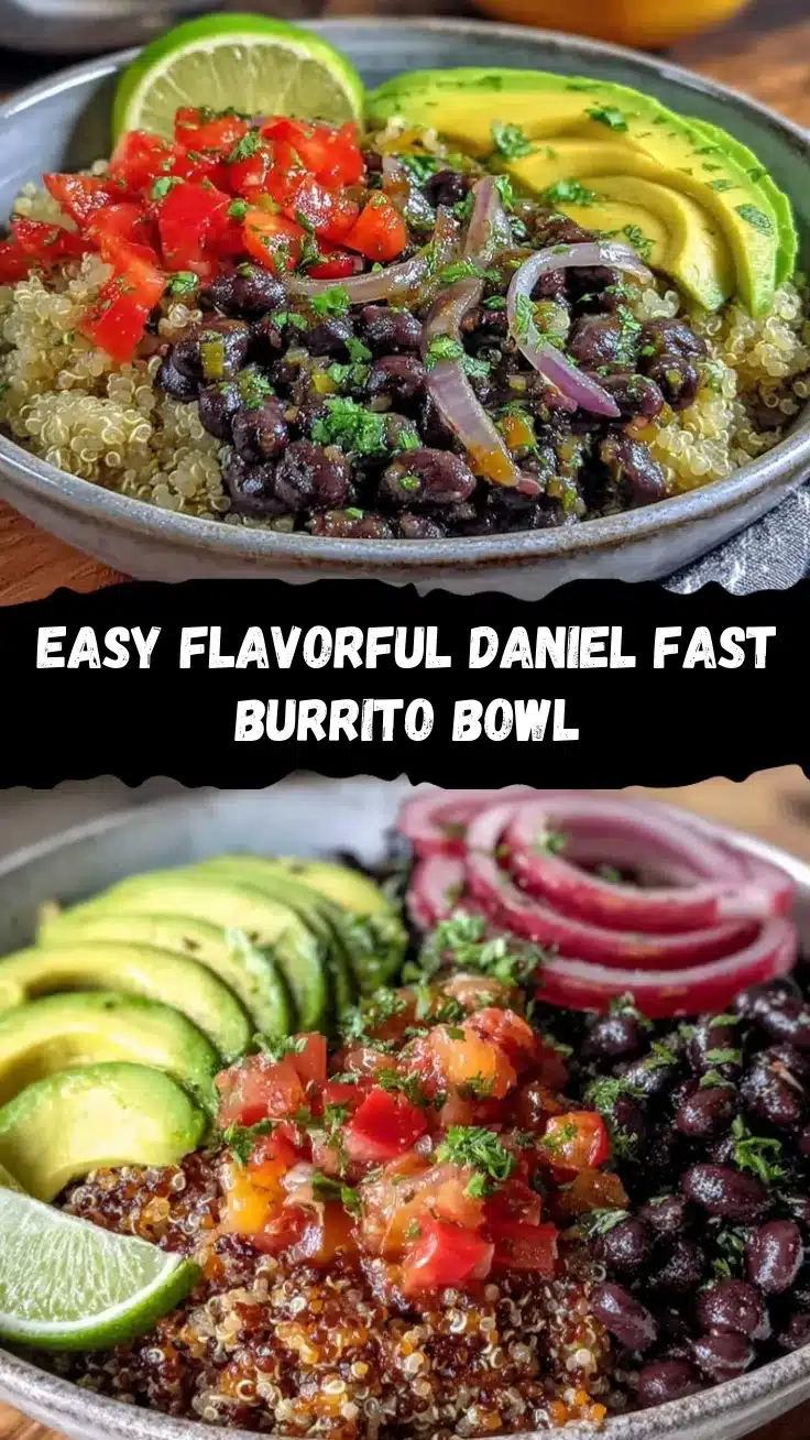 Daniel Fast quinoa and black bean burrito bowl recipe