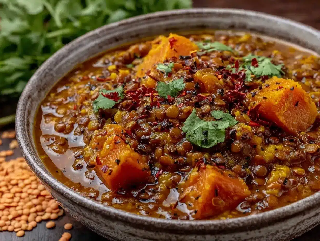 Daniel Fast sweet potato and lentil curry preparation steps