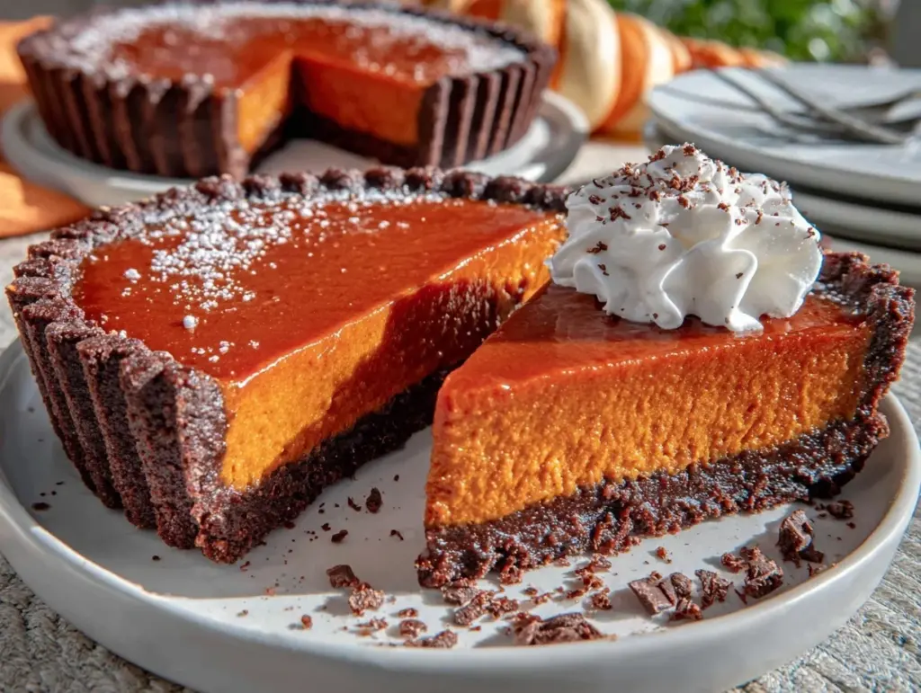 dark chocolate pumpkin tart - featured image