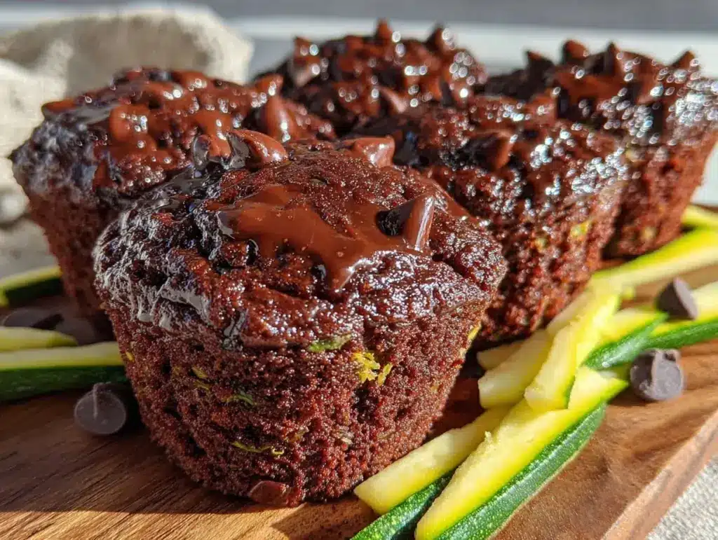 double chocolate zucchini muffins - featured image