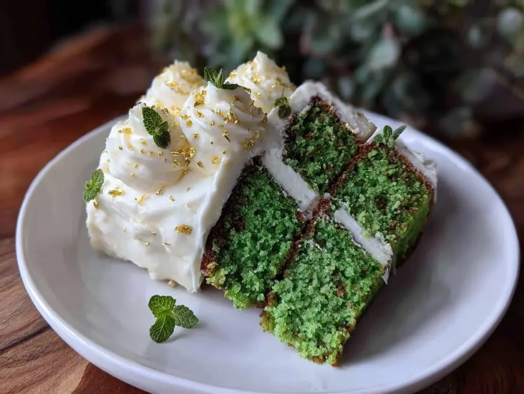 emerald green defying gravity layer cake - featured image