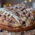 football-shaped chocolate chip cookie cake - featured image