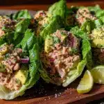fresh avocado tuna salad lettuce wraps - featured image