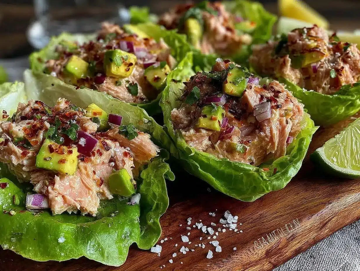 fresh avocado tuna salad lettuce wraps preparation steps