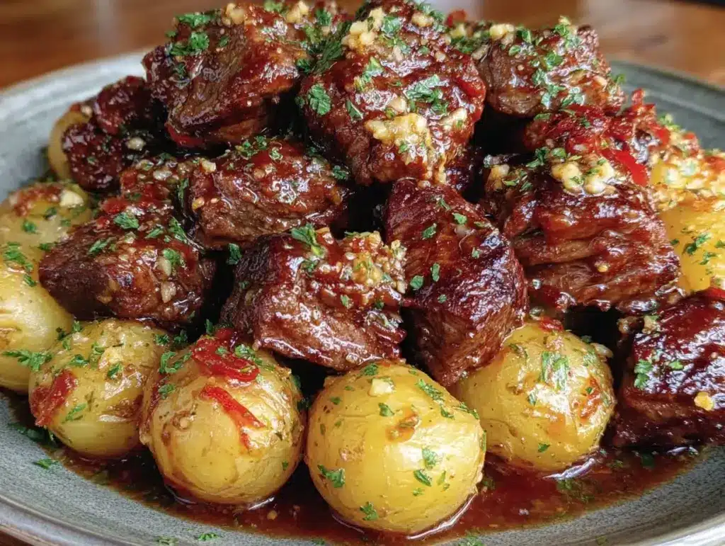 garlic butter beef bites - featured image
