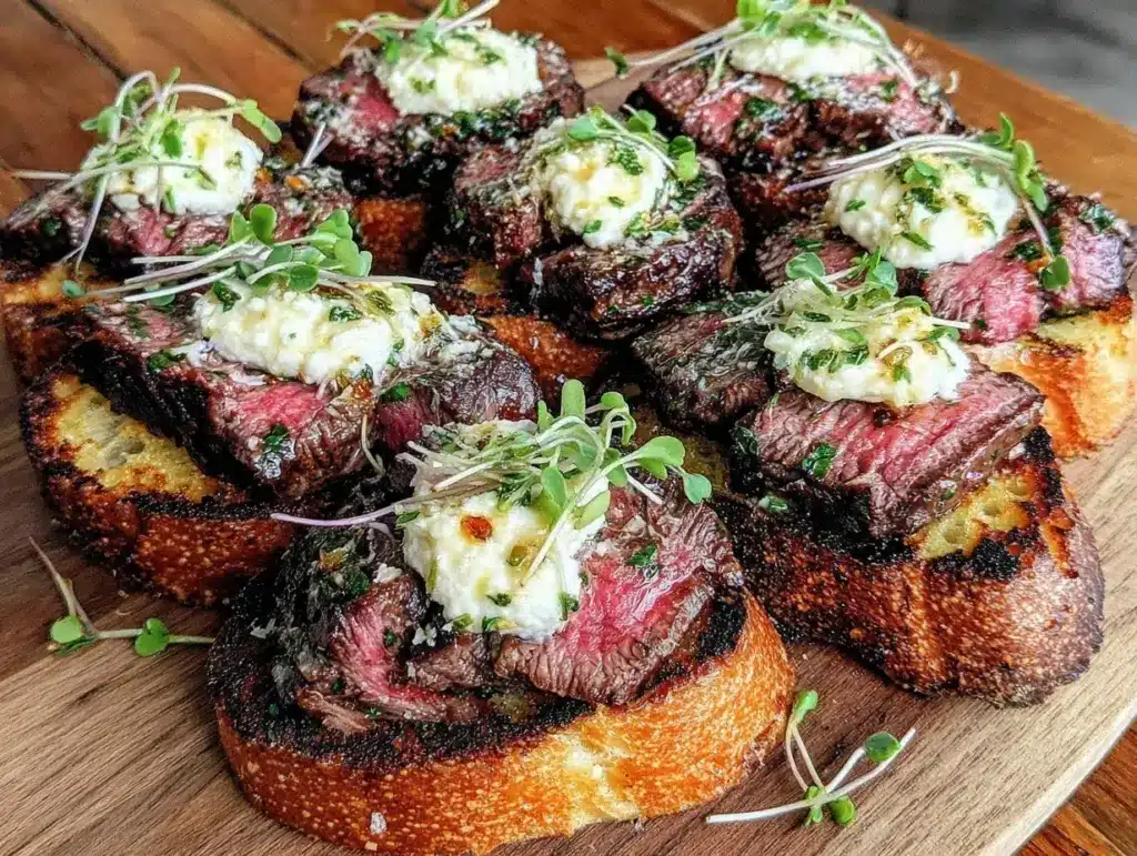 garlic herb steak crostini - featured image