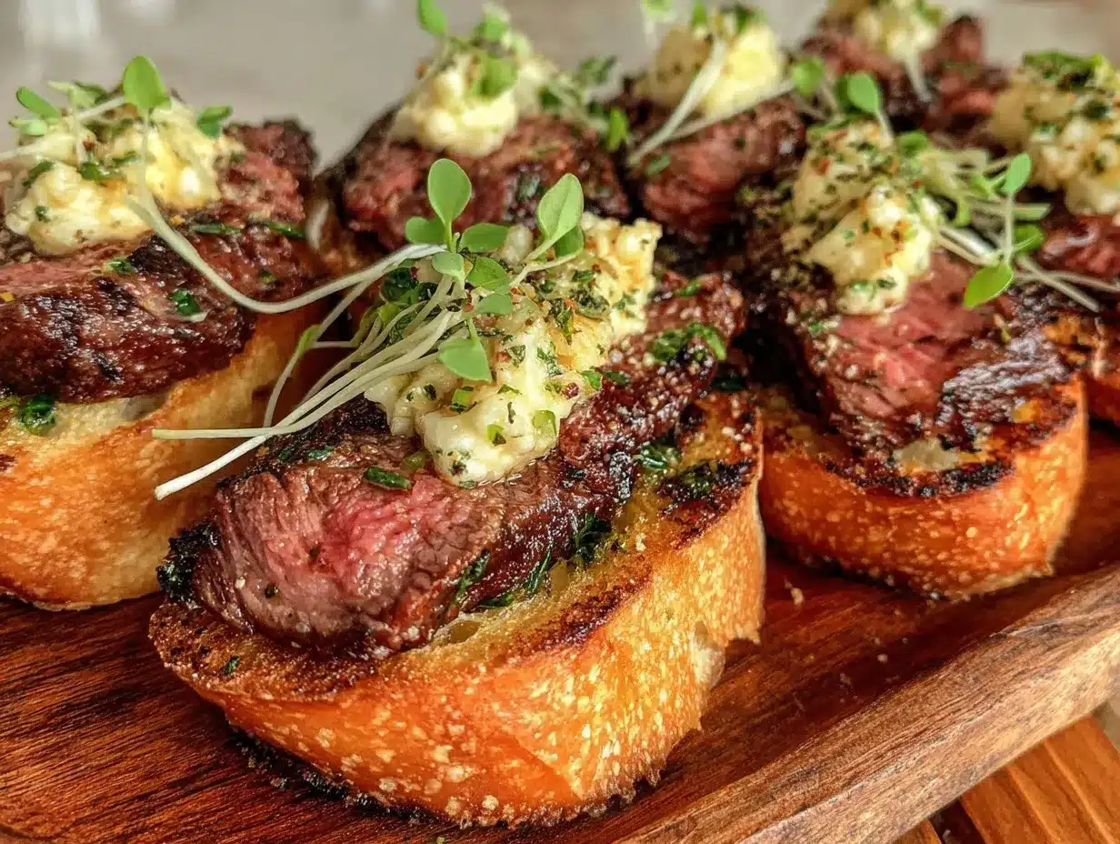 garlic herb steak crostini preparation steps
