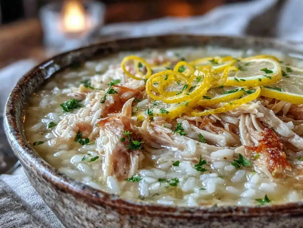 Greek lemon chicken soup preparation steps