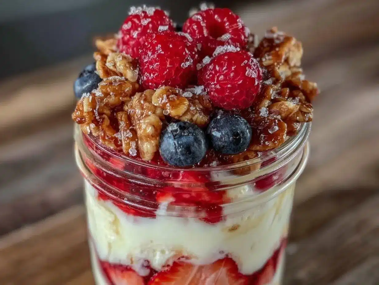 Greek yogurt parfait preparation steps