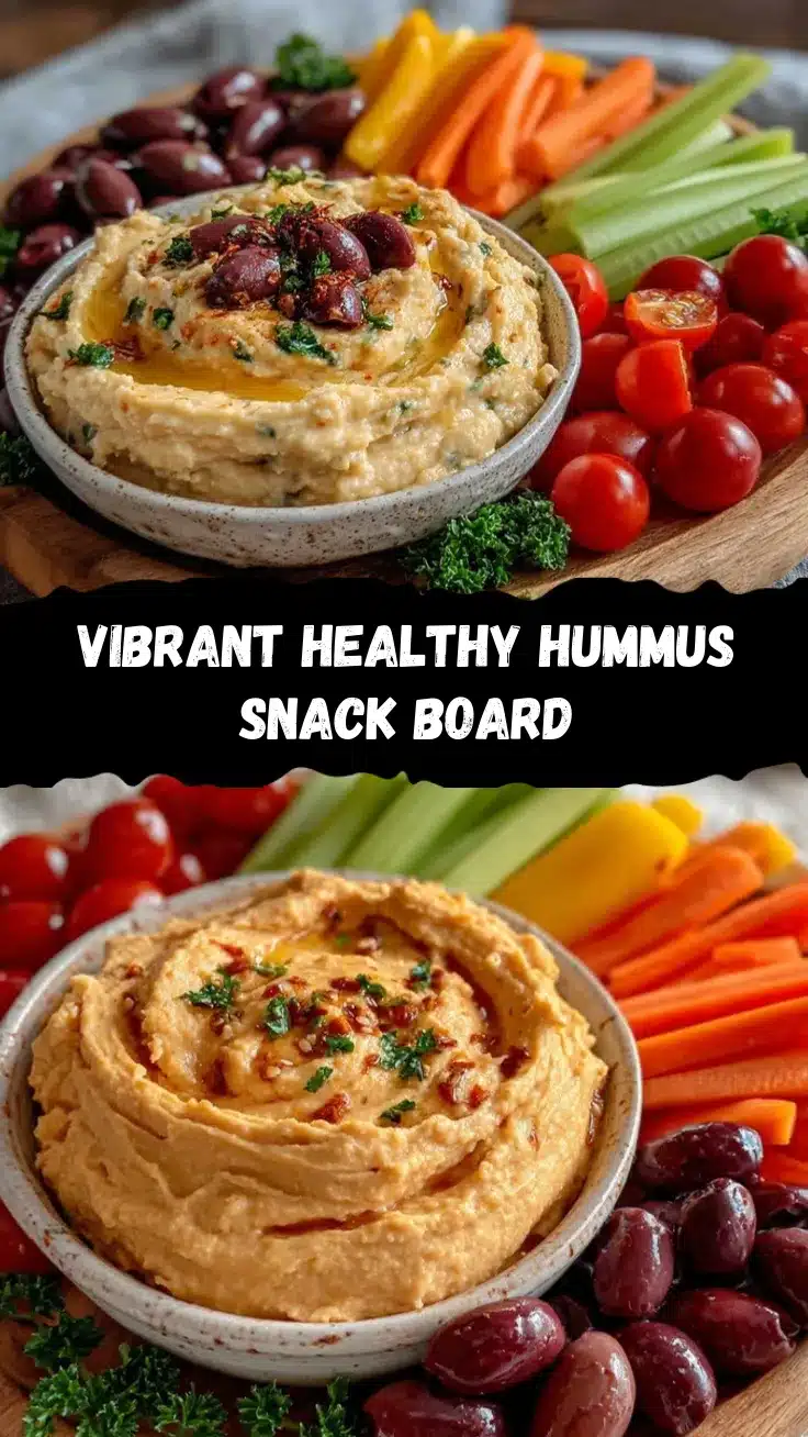 healthy snack board with hummus and veggies recipe