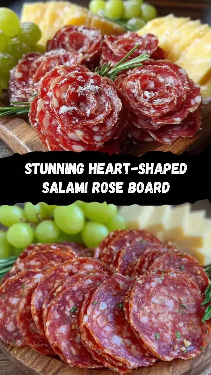 heart-shaped charcuterie board with salami roses recipe