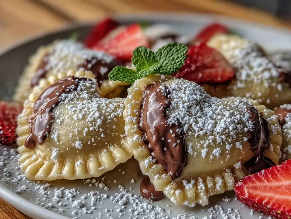 heart-shaped strawberry Nutella ravioli - featured image