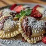 heart-shaped strawberry Nutella ravioli - featured image